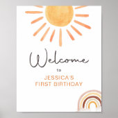 Little Sunshine Girl Boho Sun Geburtstag Willkomme Poster (Vorne)