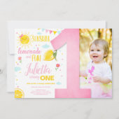 Little Sunshine Lemonade Pink Girl Lemon Geburtsta Einladung (Vorderseite)