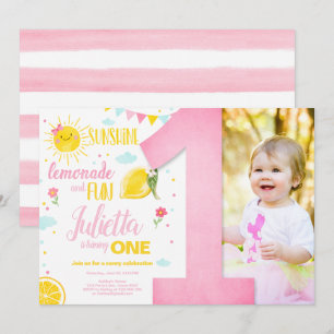 Little Sunshine Lemonade Pink Girl Lemon Geburtsta Einladung