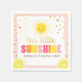Little sunshine Paper Napkin Pink Gold Lemonade Serviette