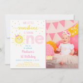 Little Sunshine Pastel Pink Gold Zum Geburtstag Einladung (Vorderseite)