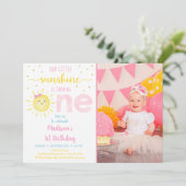 Little Sunshine Pastel Pink Gold Zum Geburtstag Einladung (Stehend Vorderseite)