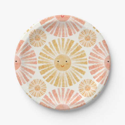 Little Sunshine Pattern Baby Dusche Pappteller (Vorderseite)