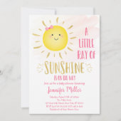 Little Sunshine Pink & Gold Baby Dusche Einladung (Vorderseite)