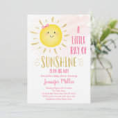 Little Sunshine Pink & Gold Baby Dusche Einladung (Stehend Vorderseite)