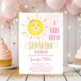 Little Sunshine Pink & Gold Baby Dusche Einladung