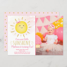 Little Sunshine Pink & Gold Geburtstag Einladung