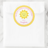Little Sunshine Pink Yellow Birthday Party Gefalle Runder Aufkleber (Tasche)