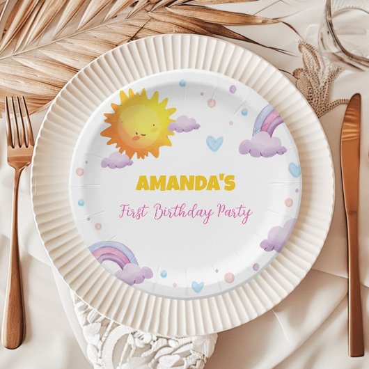 Little Sunshine Rainbow Birthday Paper Teller