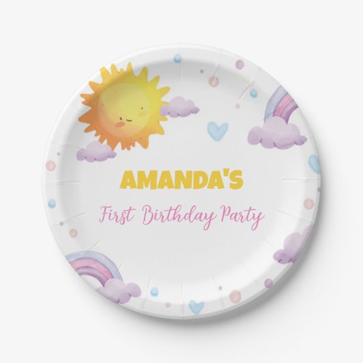 Little Sunshine Rainbow Birthday Paper Teller (Vorderseite)