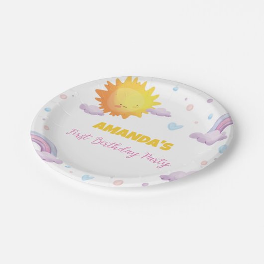 Little Sunshine Rainbow Birthday Paper Teller (Schrägansicht)