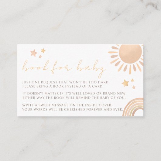 Little Sunshine Regenbogen Sun Buch für Babydusche Begleitkarte (Vorderseite)