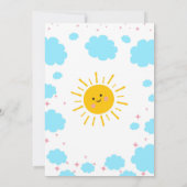Little Sunshine Regenbogenwolken Pink Sun Birthday Einladung (Rückseite)