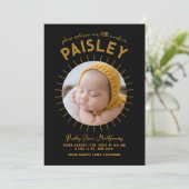 Little Sunshine Retro Foto Collage Geburt Ankündigung (Stehend Vorderseite)