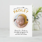 Little Sunshine Retro Foto Collage Geburt Ankündigung (Stehend Vorderseite)