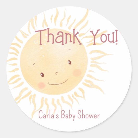 Little Sunshine Thema Danke Runder Aufkleber (Vorderseite)