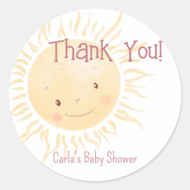 Little Sunshine Thema Danke Runder Aufkleber