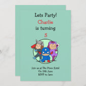 Little Super Heroes Party Einladung (Vorne/Hinten)