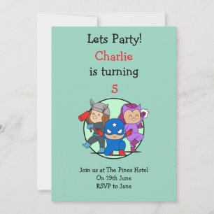 Little Super Heroes Party Einladung