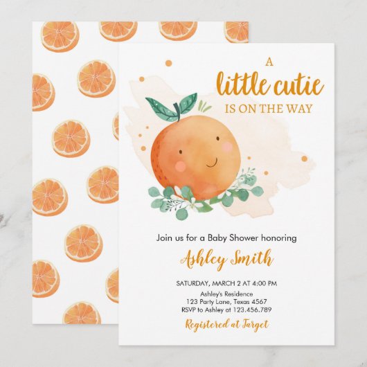 Little Süsse Baby Duwer Greenery Gender Neutral I Einladung (Vorne/Hinten)