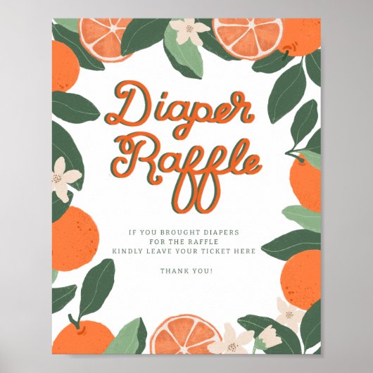 Little Süsse Diaper Raffle Sign - Clementine Citru Poster (Vorne)