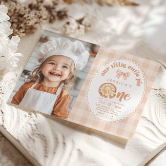 Little Süsse Pie 1. Geburtstag Gingham Foto Einladung