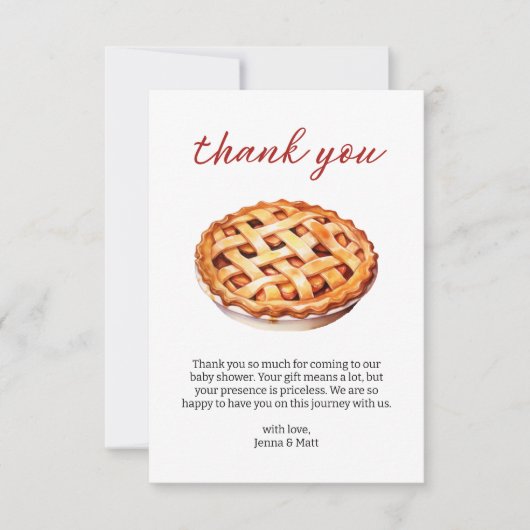 Little Süsse Pie Baby Shower Gingham Fall Dankeskarte (Vorderseite)