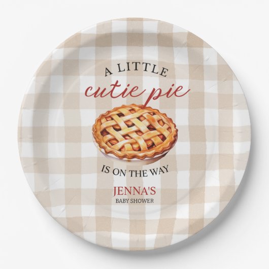 Little Süsse Pie Baby Shower Gingham Fall Pappteller (Vorderseite)