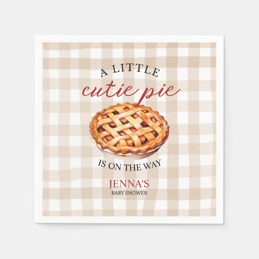 Little Süsse Pie Baby Shower Gingham Fall Serviette (Vorderseite)