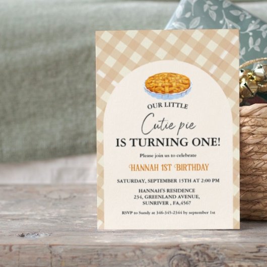 Little Süsse Pie Erntedank Weiß 1. Geburtstag Einladung
