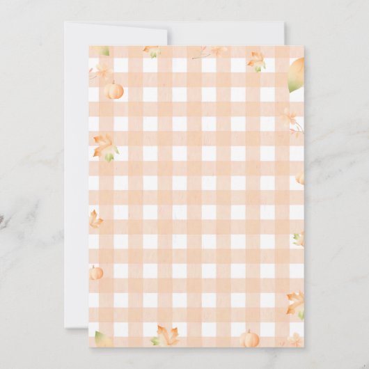 Little Süsse Pie Fall Pumpkin Gingham Baby Dusche Einladung (Rückseite)