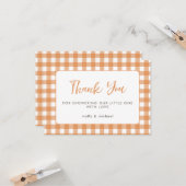 Little Süsse Pie Fall Pumpkin Gingham Baby Dusche Karte (Vorderseite/Rückseite Beispiel)