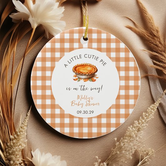 Little Süsse Pie Fall Pumpkin Gingham Baby Dusche Keramik Ornament