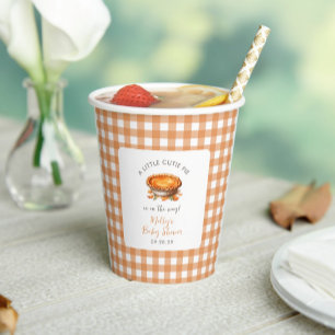 Little Süsse Pie Fall Pumpkin Gingham Baby Dusche Pappbecher