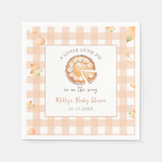 Little Süsse Pie Fall Pumpkin Gingham Baby Dusche Serviette (Vorderseite)