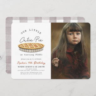 Little Süsse Pie Fall Weißes Geburtstagsfest Foto Einladung