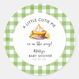 Little Süsse Pie Gingham Baby Shower Runder Aufkleber