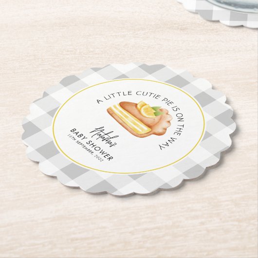 Little Süsse Pie Gray Gingham Kariert Baby Dusche Untersetzer (angewinkelt)