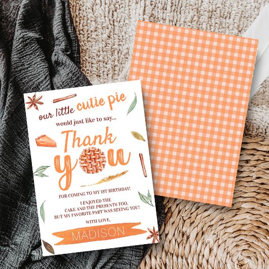 Little Süsse Pie Herbst 1. Geburtstag Dankeskarte