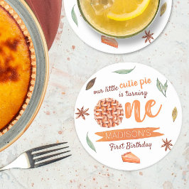 Little Süsse Pie Herbst 1. Geburtstag Runder Pappuntersetzer