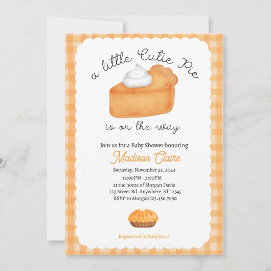 Little Süsse Pie - Herbst Babydusche Einladung (Vorderseite)