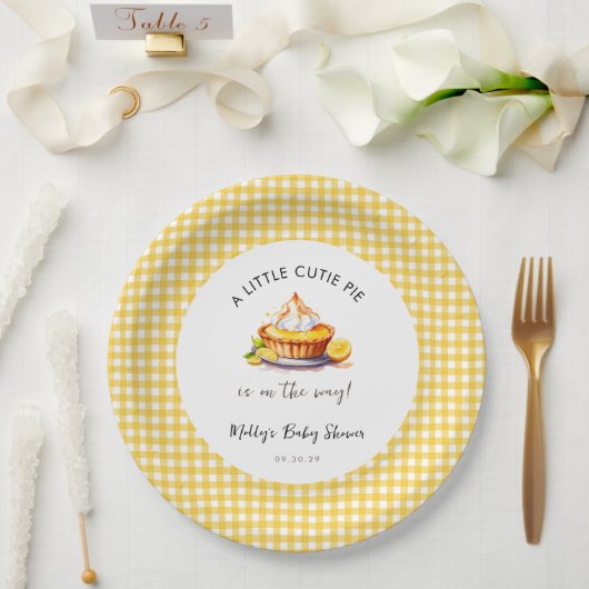 Little Süsse Pie Lemon Gingham Baby Shower Pappteller (Hochzeit)