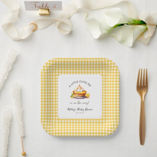 Little Süsse Pie Lemon Gingham Baby Shower Pappteller (Hochzeit)