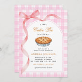 Little Süsse Pie Pink Gingham Bow Girl Baby Dusche Einladung (Vorne/Hinten)