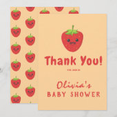 Little Süsse Strawberry Babydusche Dankeskarte (Vorne/Hinten)