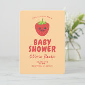 Little Süsse Strawberry Babydusche Einladung (Stehend Vorderseite)