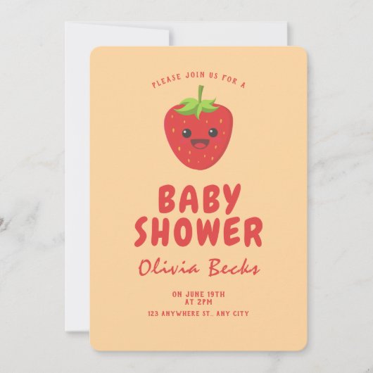 Little Süsse Strawberry Babydusche Einladung (Vorderseite)