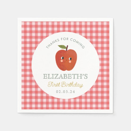 Little Sweet Apple First Geburtstag Serviette (Vorderseite)