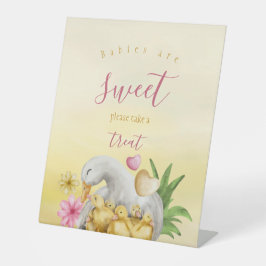 Little Sweet Heart Yellow Mommy Duck & Baby Dusche Sockelschild
