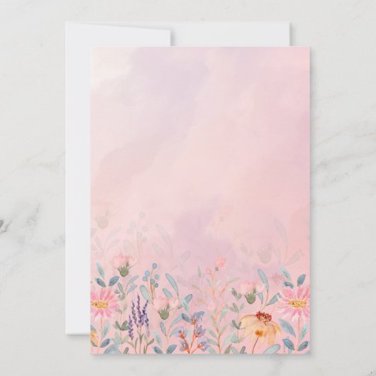 Little Sweet Pea | Niedlich Pink Blume Kinderdusch Einladung (Rückseite)